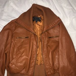 Tan leather jacket ❗️PLUS SIZE ❗️NEVER WORN